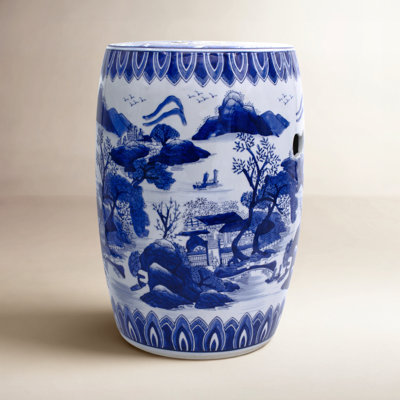 Claybarn Blue Garden Accent Stool