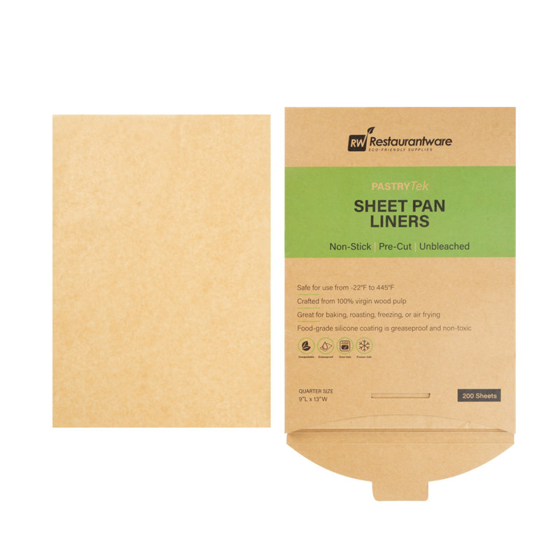 Restaurantware-Pastry Tek 9 x 12 Inch Parchment Paper Sheets, 200 Greaseproof Baking Sheets For Oven - Pre-Cut, Double-Sided Silicone Coating, Paper Nonstick Baking Sheet, Quarter-Size