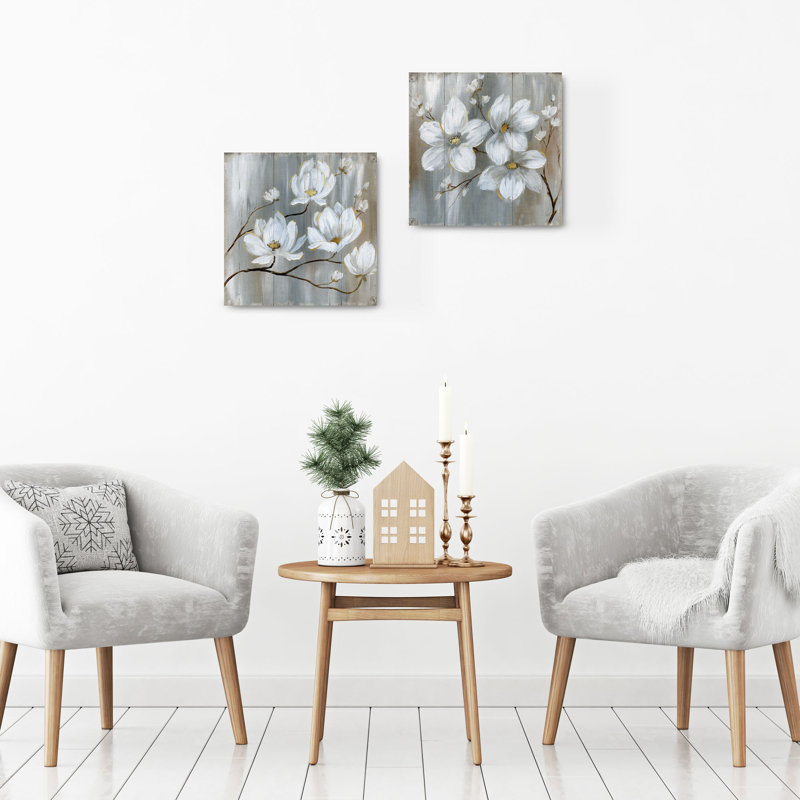 «Summer in Neutral I & II», reproduction de peinture à l'huile sur toile tendue, H 35 po x l 35 po x P 1,5 po