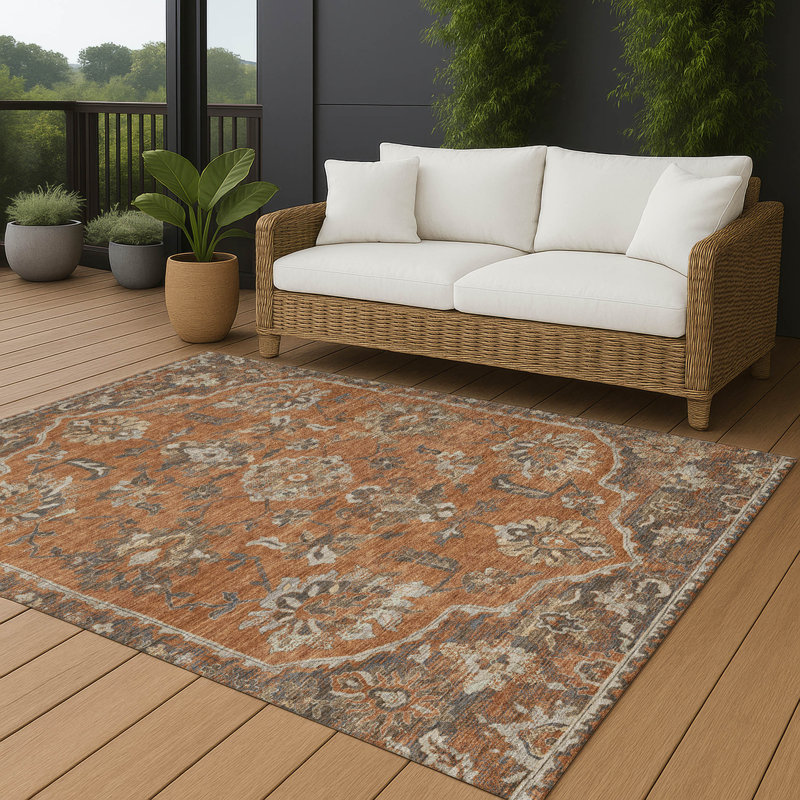 Tapis lavable à la machine intérieur / extérieur ACN2793 Global Chantille, Paprika, 3 pi x 5 pi