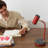 Ezra Red LED Table Lamp with Wireless Charging Pad