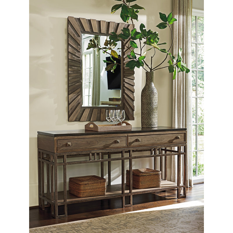 Transitional Hattaras Gray Driftwood Sunburst Rectangular Mirror
