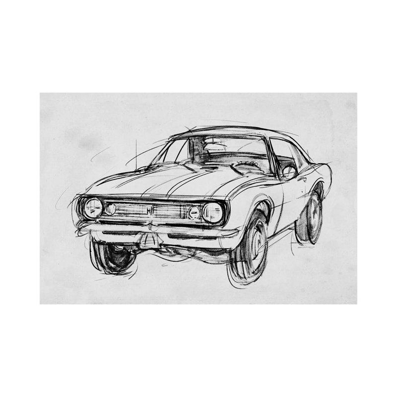 Classic Car Sketch III by Annie Warren - Wrapped Canvas Gallery-Wrapped Canvas Giclée, 30.48 cm H x 45.72 cm W