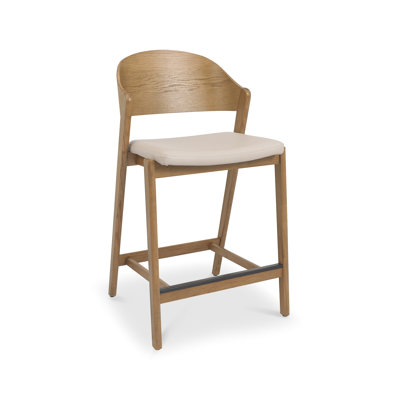 Upholstered Counter Stool with Solid Wood Frame