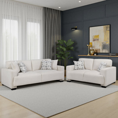 Ensemble de salon 2 pièces en chenille moderne et contemporain Kismet avec support à ressorts ensachés et coussins décoratifs assortis