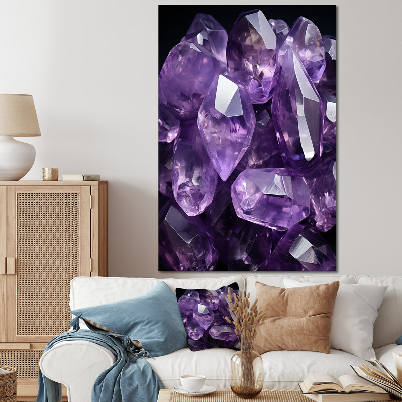«Purple Amethyst Geode Essence 2», art mural pierre géode, Toile tendue, H 60 po x l 40 po x P 1,5 po