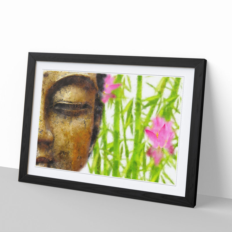 Buddha Statue Vol.8 - Picture Frame Painting, Black Framed, 27cm H x 36cm W x 2cm D