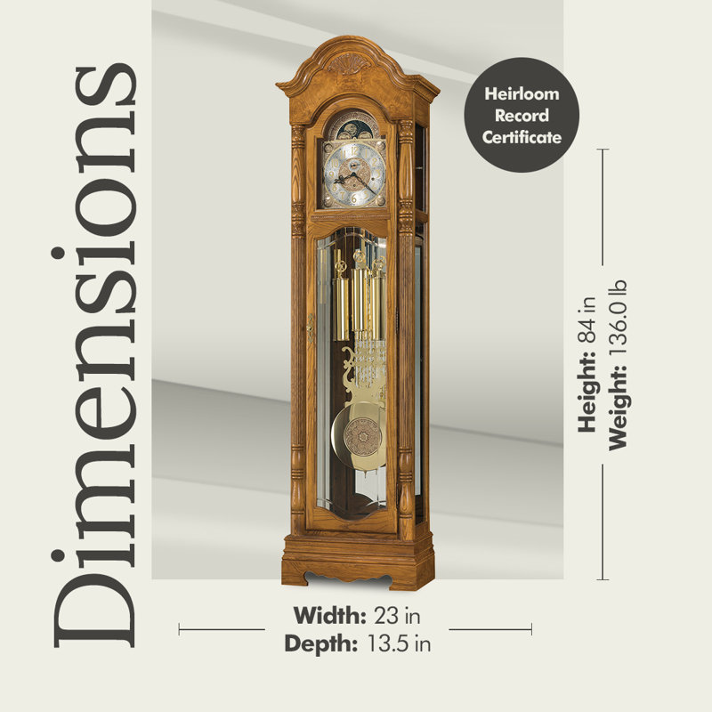 Horloge grand-père Browman, fronton arqué Bonnet, carillon allemand Westminster, verre biseauté