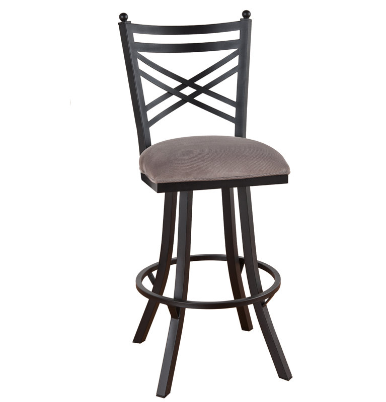 Comptoir pivotant, bar et très grand tabouret Andress, Gris silex, Brun foncé Victoria