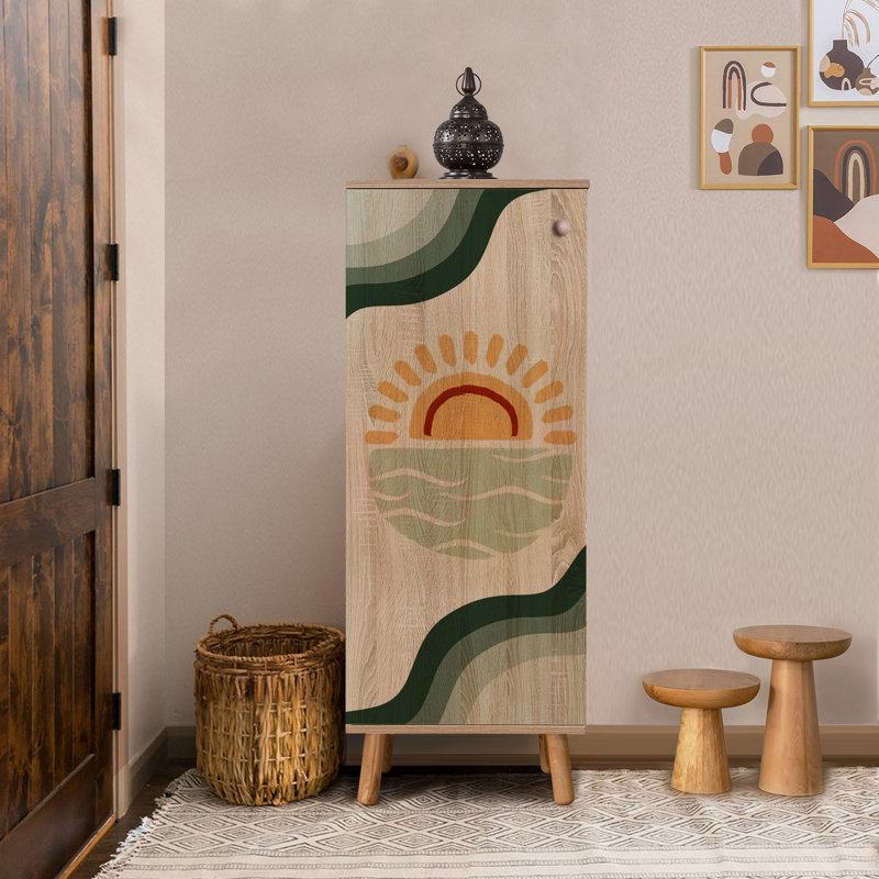 Modern Shoe Cabinet with Solid Wood Legs & Handles, Sonomo Color, 19.7 x 53.1 x 15.0 inches | 100% Melamine Coated Chipboard, UV Coating, Multiple Shelves | Stylish & Functional Storage Solution for Entryway & Hallway