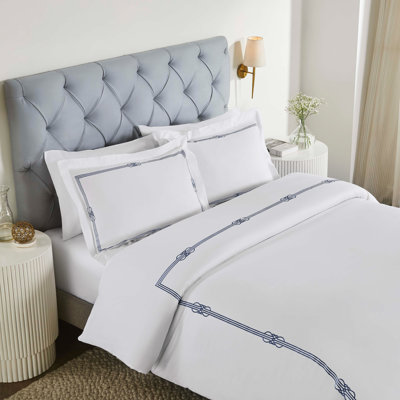 Moonlawn Cotton Gold Embroidered 3 Piece Duvet Cover Set by Superior