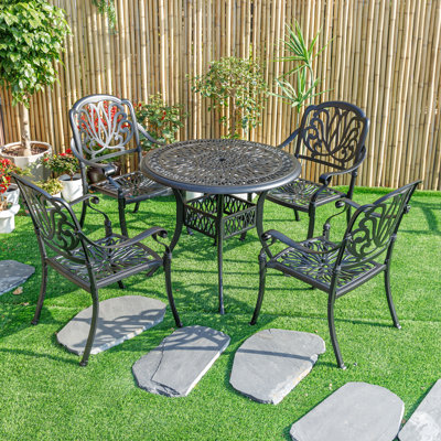 Sleek Bistro Bliss Collection- Elegant Cast Aluminium Patio Set by Hi-Line Gift Ltd.