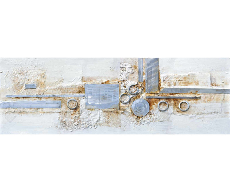 Toile à finition abstraite en métal | Décor industriel gris