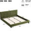 Structure de lit en velours olive, plateforme tapissier de très grande taille avec tête de lit large et capitonnage arrondi profond, coins carrés doux, sans sommier, assemblage facile pour un lit pour 2 adultes, tête de lit courbée,