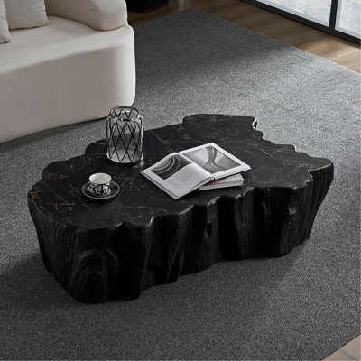 Table basse de forme unique en fibre de verre robuste pour salon sans assemblage