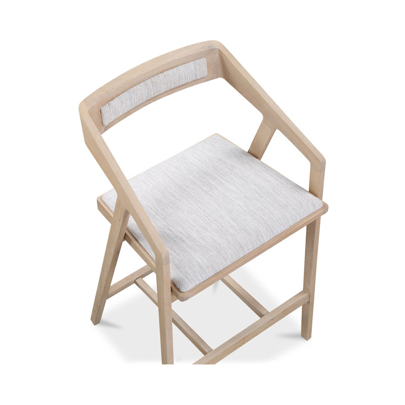 Padma 26" Bar Stool, Light Gray Faux Leather/Natural Frame, Counter Stool (25.9” Seat Height)