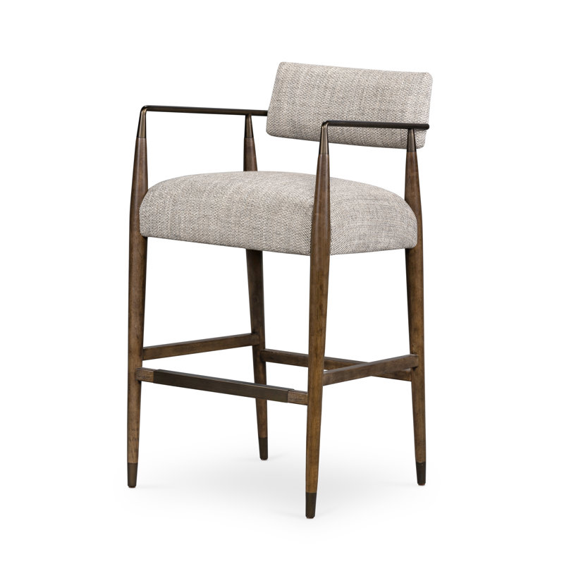 Waldon Stool, Thames Coal/Polyester Blend, Counter Stool (27.68" Seat Height), Sierra Brown/Aged Bronze