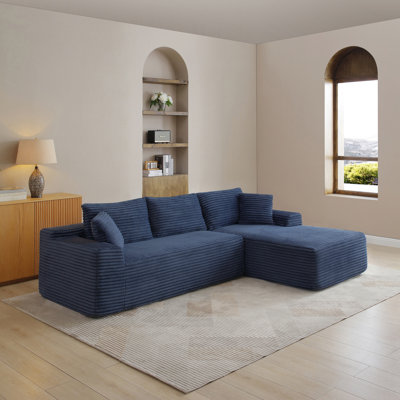 Canapé modulaire 105 po, canapé modulaire Cloud avec assise profonde, canapé modulaire en L moderne avec méridienne, fauteuils rembourrés pour la chambre du salon, sans assemblage, (BLEU)