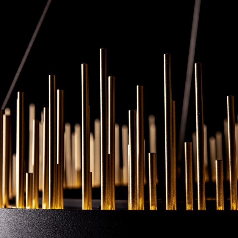 Gossamer 1 - Light Unique Geometric LED Pendant, Black, Soft Gold