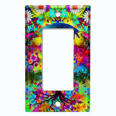 Metal Light Switch Plate Outlet Cover (Flower Tree - Single Rocker)