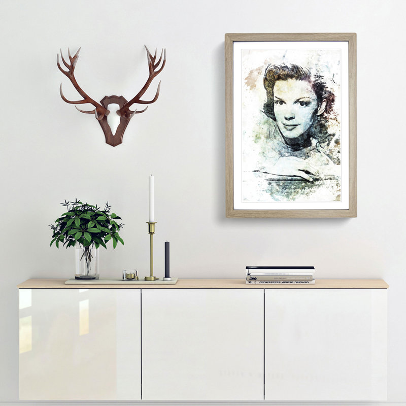 Judy Garland in Abstract - Framed Print, 60cm H x 40cm W x 2cm D, Oak