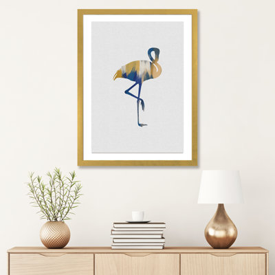 Flamant bleu et jaune - impression d'art graphique