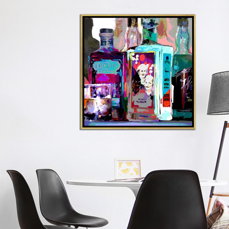 «Bright Bourbon Crop», reproduction d'art sur toile encadrée, 37 po x 37 po, Toile avec cadre, Doré