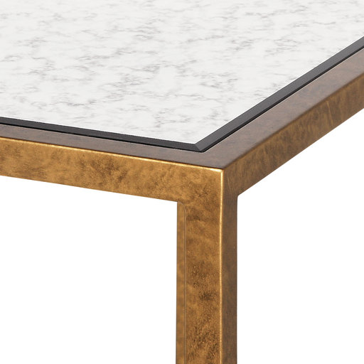 Christian Gold Metal and Glass Rectangular End Table