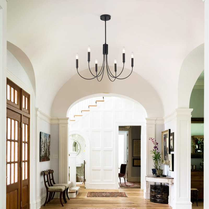 Clerise 6- Light Candle Style Classic Chandelier, Black, 6