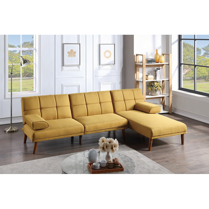 Tissu moutarde de couleur moutarde avec structure en bois massif et pieds de canapé extra rembourrés