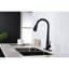 Robinet de cuisine noir mat - rétractable à arc élevé, acier inoxydable, poignée simple, arche de robinet en acier pratique, finition-121639061