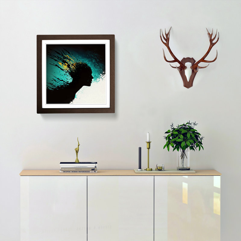 Swimming Silhouette - Single Picture Frame Print on Wood, Walnut
