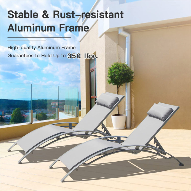 Chaise longue d'extérieur inclinable avec dossier réglable Ullanda, Gris