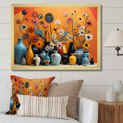 «Orange Boho Pottery Expressions II», art mural Boho