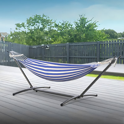 Portable Hammock With Stand, Heavy-Duty Steel Frame, 600 lbs Weight Capacity, For Indoor Outdoor Use