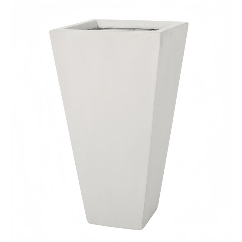 Lightweight Mgo Small Cast Stone Planter, 24.75'' H X 13'' W X 13'' D, Matte White