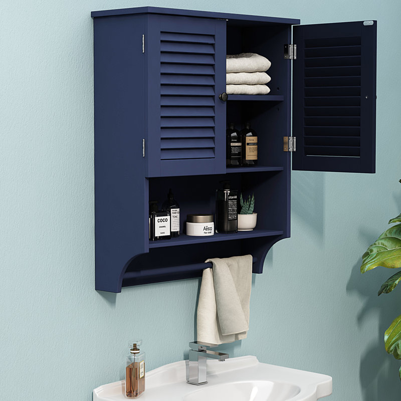23.6" W Wall Mounted Bathroom Cabinet with 2 Doors, Blue