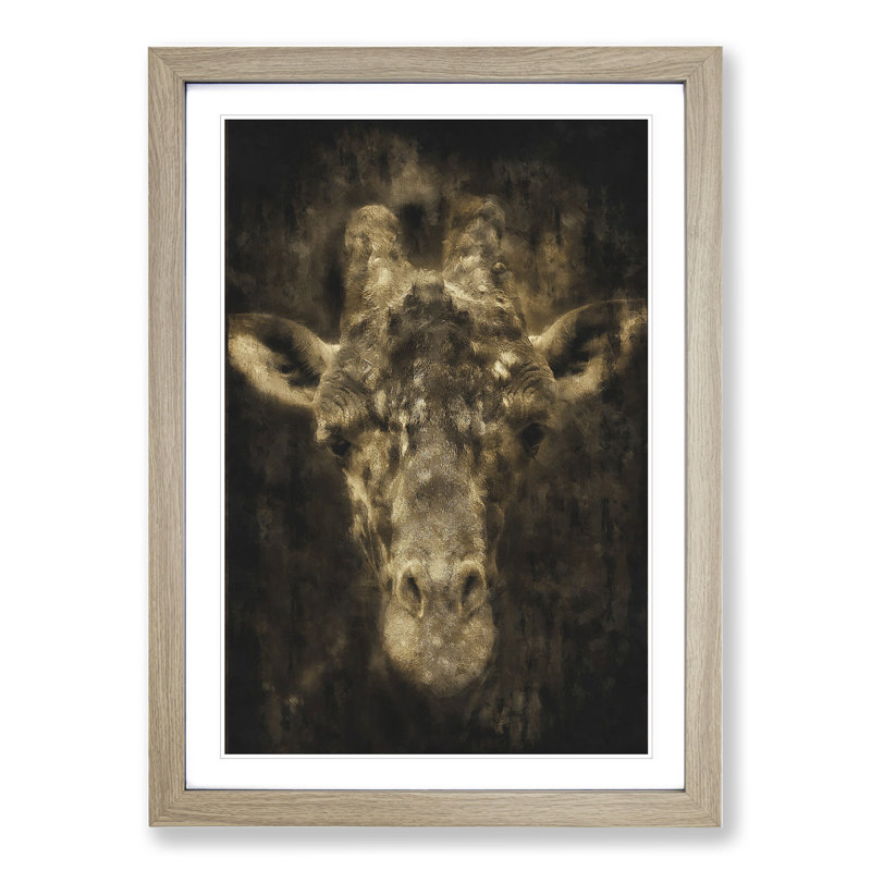 Giraffe Vol.1 - Framed Print, 36cm H x 27cm W x 2cm D, Oak Framed