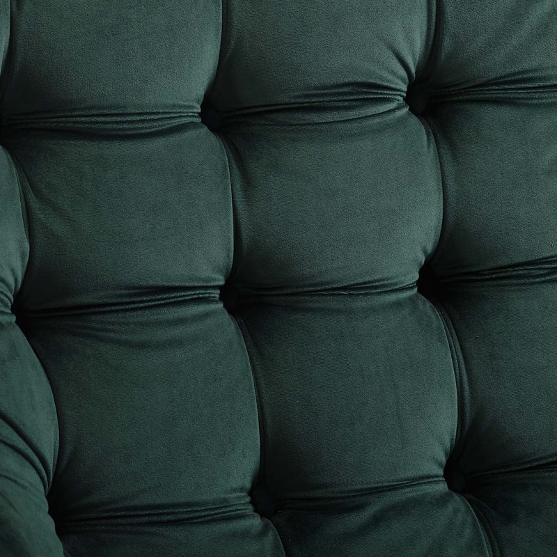 Méridienne suggérée et capitonnée en velours, vert
