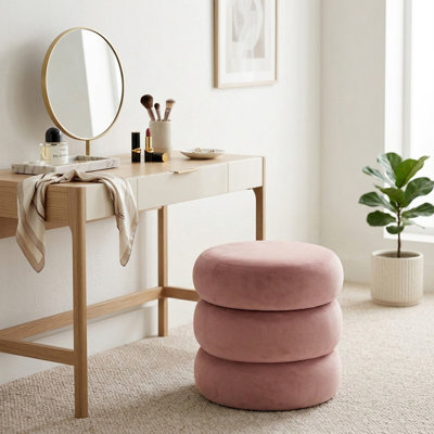Modern Velvet Vanity Stool,Round Makeup Chair
