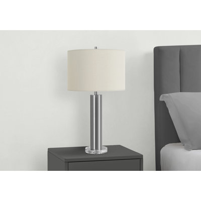 Lighting, 28"H, Table Lamp, Nickel Metal, Ivory / Cream Shade, Contemporary