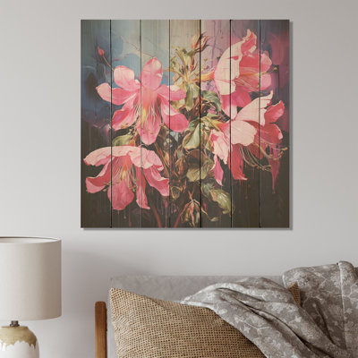 Fuchsia floral rose - Fuschia sur bois