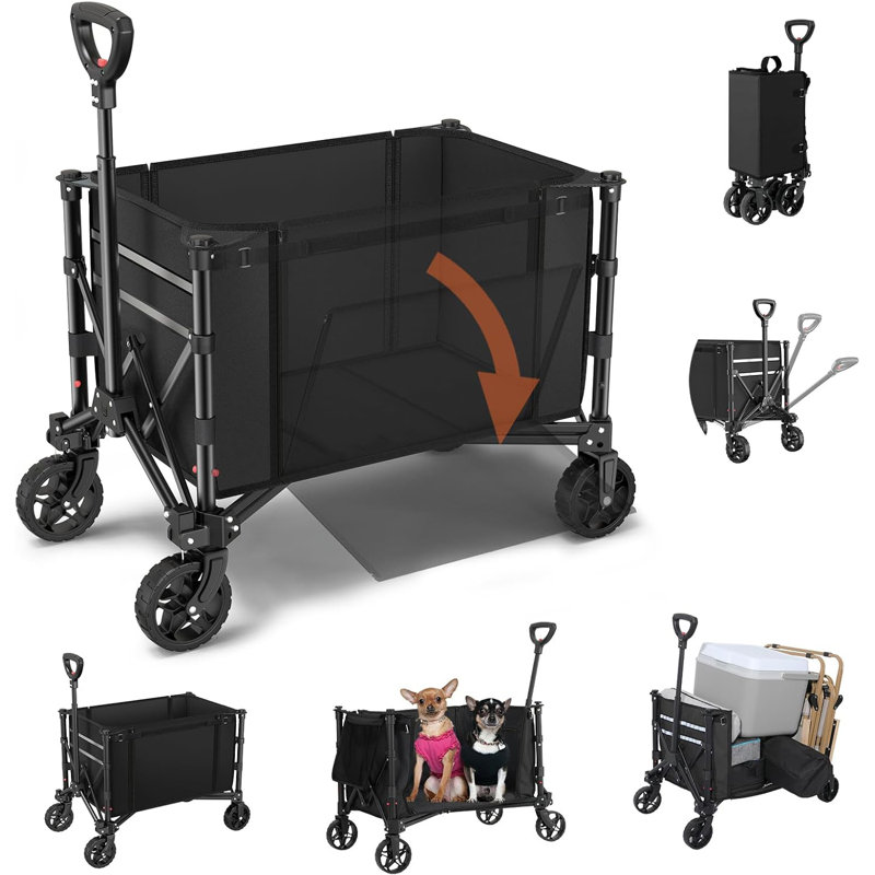 3 in 1 Collapsible Wagon Converts to Bench, Black