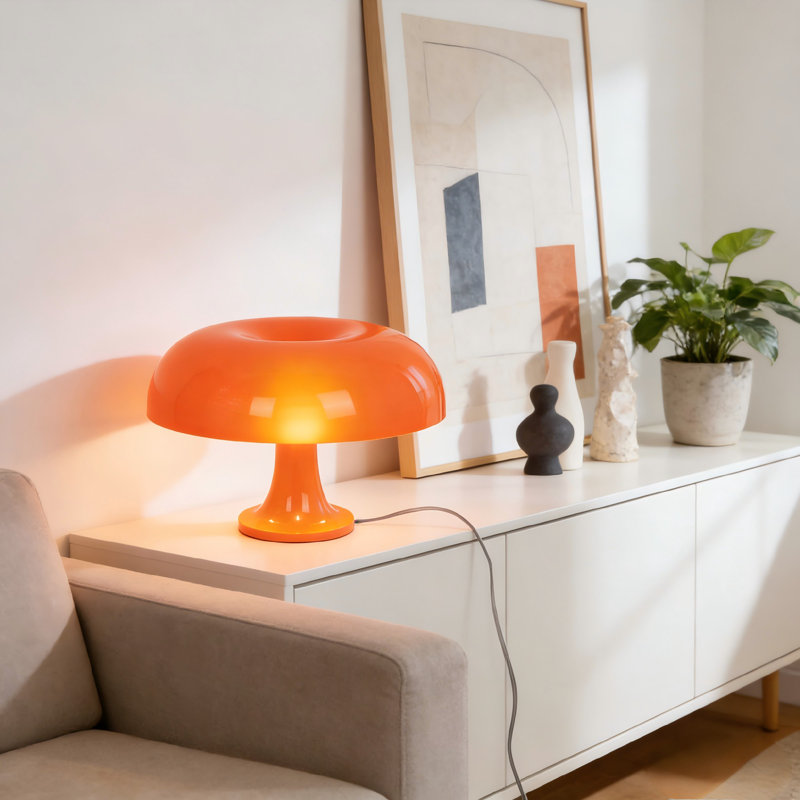 4 - Light Modern 14" Orange Mushroom Table Lamp (Bulbs Include)