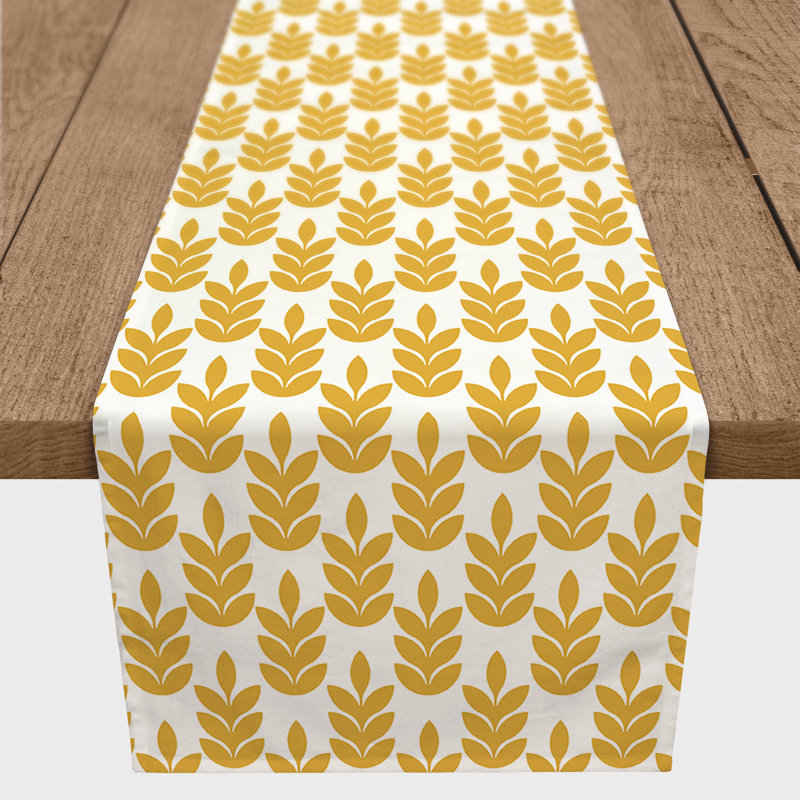 Abirami Floral Table Runner, Yellow, 72" x 16"