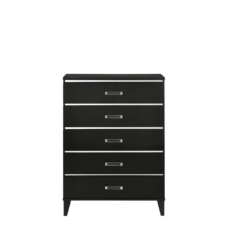 Commode 5 tiroirs Rayhona, Noir
