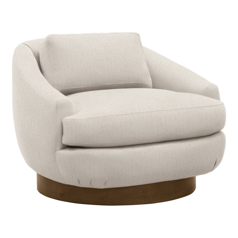 Penrose By Michael Weiss Swivel Barrel Chair, Instant Parchment, Havana