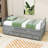Twin Wooden Platform Bed with Trundle and 3 Drawers-1555000650