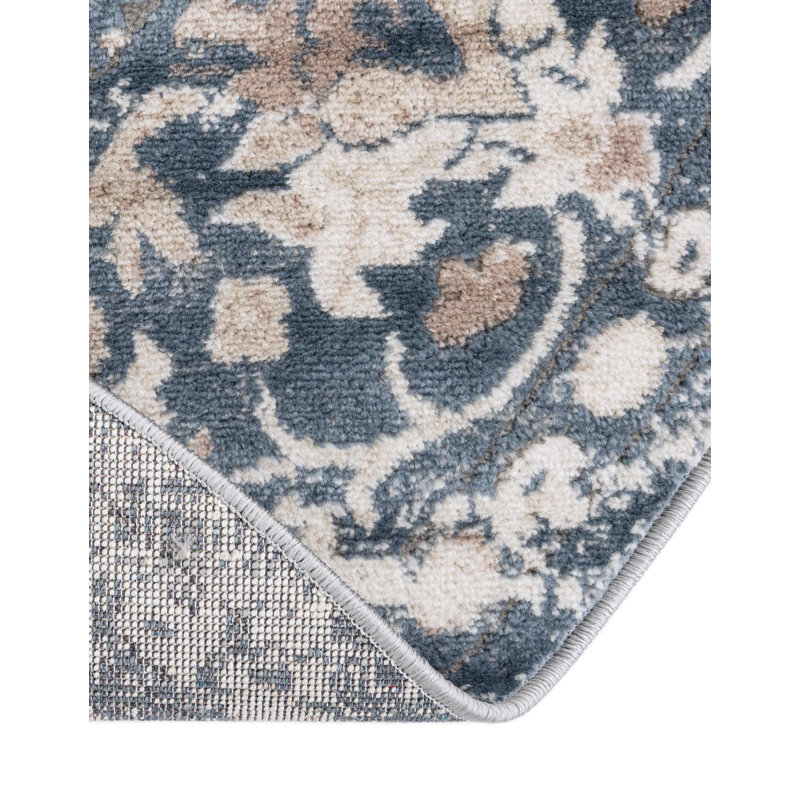 Tapis oriental blanc / noir Ortilio, Ovale 3 pi 1 po x 5 pi 3 po, Navy