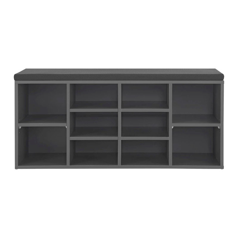 10 Pair Shoe Storage Bench, Grey/Brown/Blue